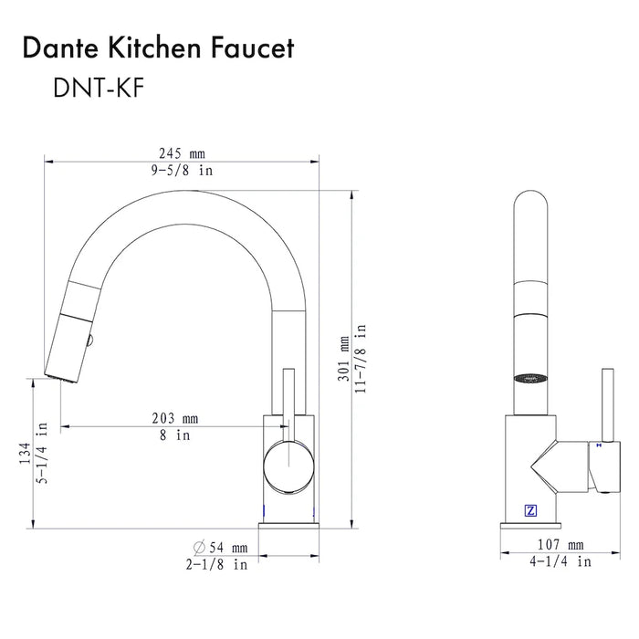 ZLINE Dante Kitchen Faucet In Polished Gold, DNT-KF-PG