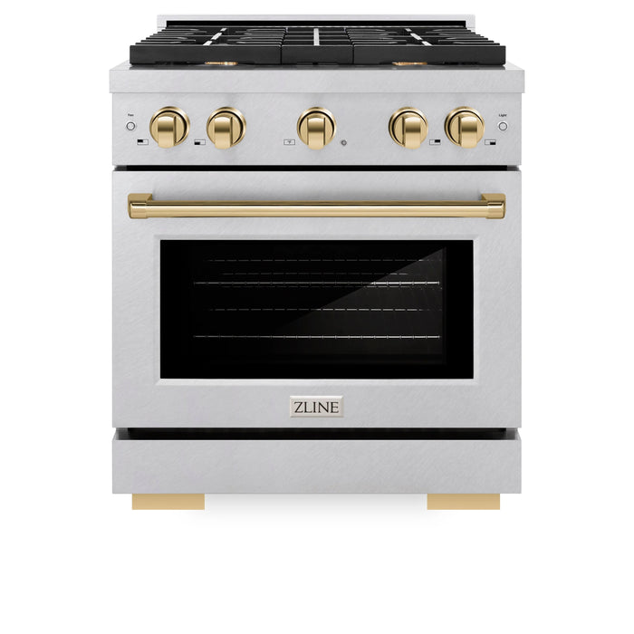 ZLINE 30"Paramount Dual Fuel Range DuraSnow® Gold SDRSZ-30-G