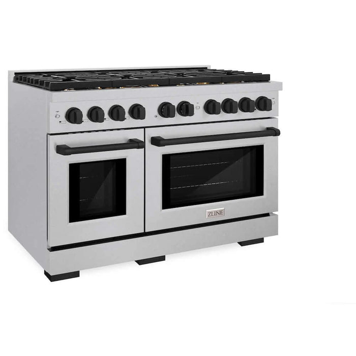 ZLINE 48"Gas Range, Convection Gas Oven, DuraSnow® Matte Black, SGRSZ-48-MB