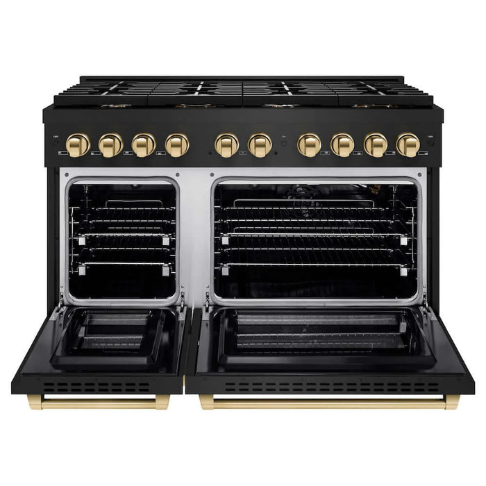 ZLINE 48"Gas Range, Convection Gas Oven, Black, Gold,SGRBZ-48-G