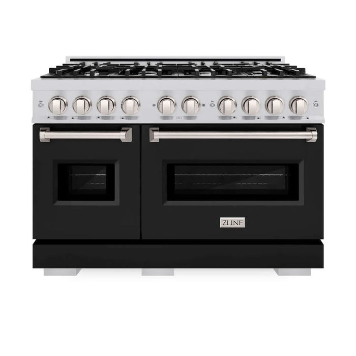 ZLINE 48"Classic Gas Range, Convection Gas Oven, Stainless Steel, Black Matte Door CGR-BLM-48