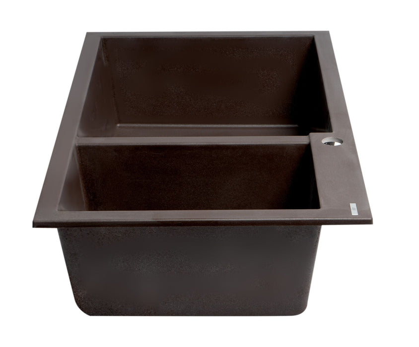 ALFI brand 34" Double Bowl Drop In Granite Composite Kitchen Sink AB3319DI