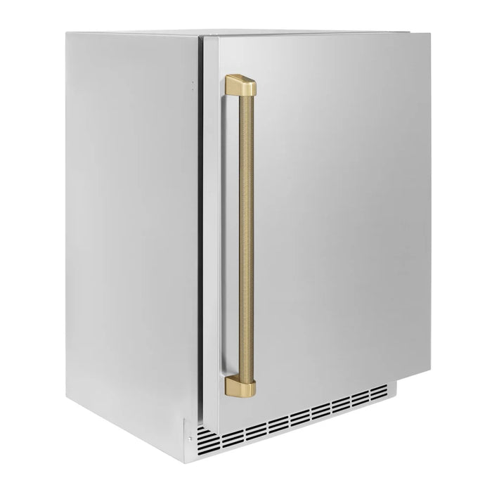 ZLINE Autograph Edition 24" Touchstone 151 Can Beverage Fridge, Solid Stainless Steel Door, Helix Handle RBSOZ-ST-24-KCB