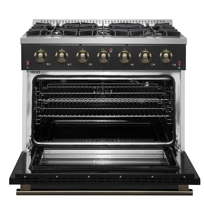 FORNO Galiano 36" Gas on Gas Range FFSGS6244-36BLK