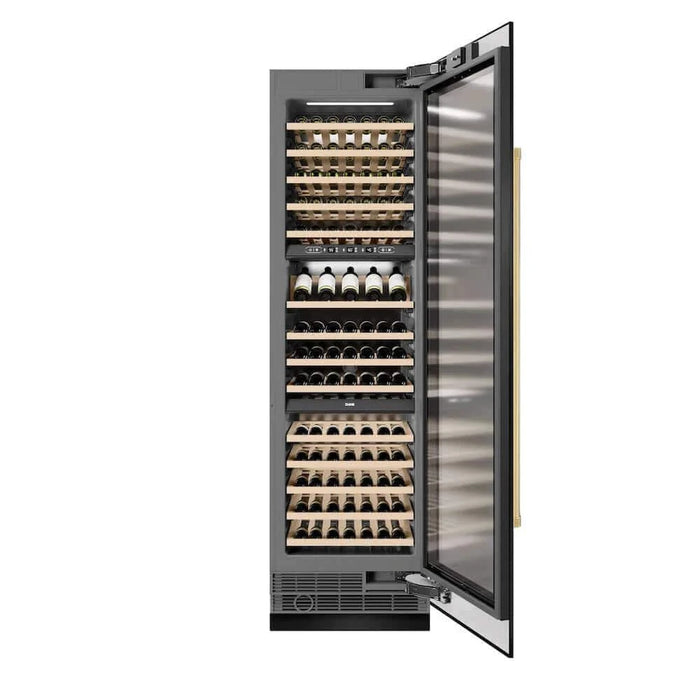 ZLINE 24"Triple Zone 100 Bottle Column Wine Cooler, Black Stainless Steel Polished Gold RCWVZ-BS-24-G