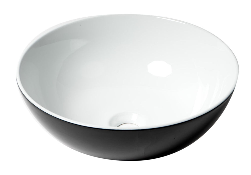 ALFI brand Black & White 15" Round Vessel Above Mount Ceramic Sink ABC906