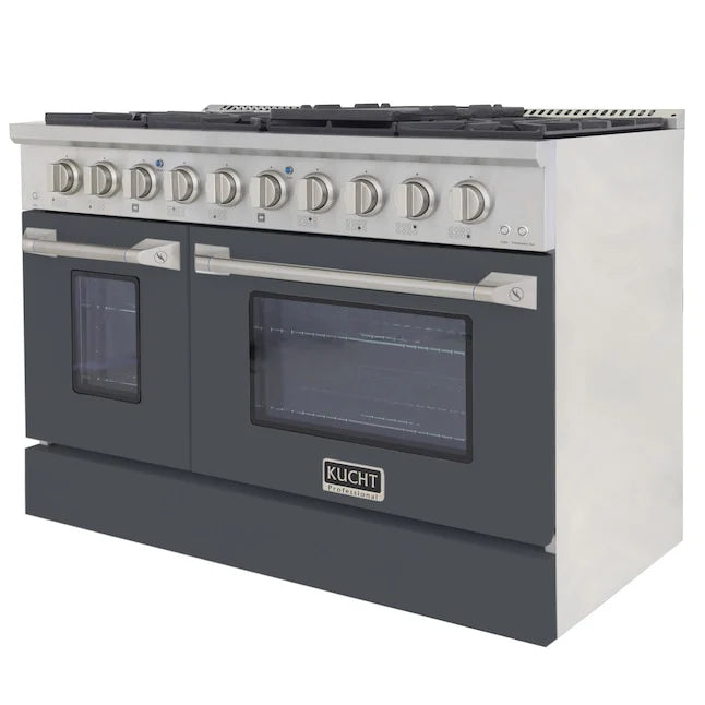 Kucht 48" Gas Range in Stainless Steel with Grey Oven Doors, KNG481-GR