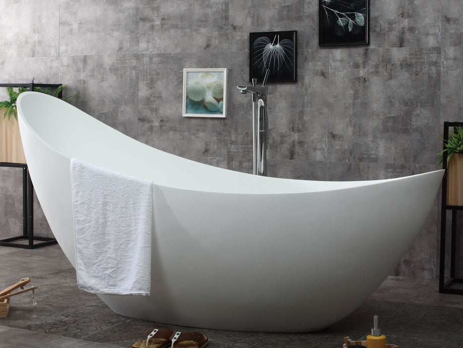 ALFI brand 73" White Solid Surface Smooth Resin Soaking Slipper Bathtub AB9951