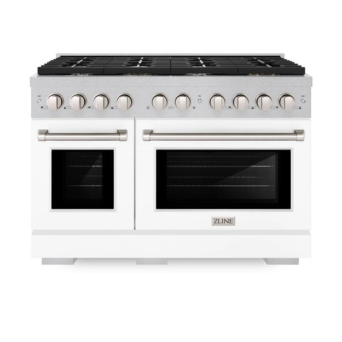 ZLINE 48"Paramount Dual Fuel Range DuraSnow® White Matte SDRS-WM-48