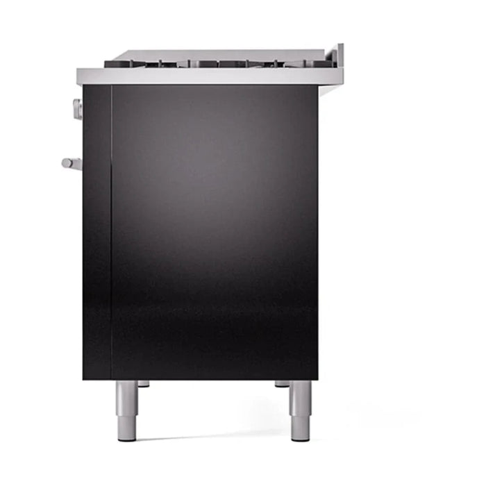 ILVE 48"Professional Plus Liquid Propane Dual Fuel Range, Glossy Black UP48FQMPBKLP