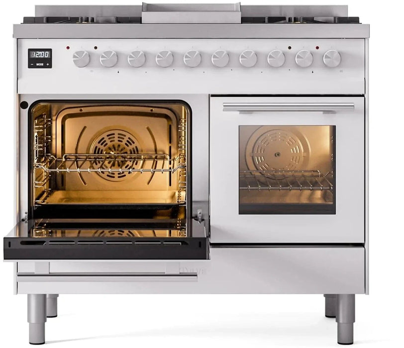 ILVE 40"Professional Plus Dual Fuel Range, White UPD40FWMPWH