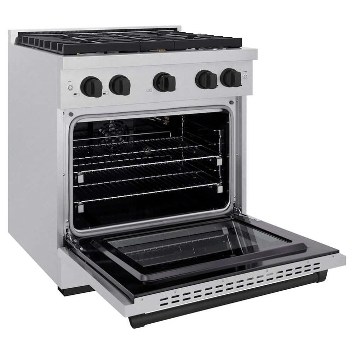 ZLINE 30"Gas Range, Convection Gas Oven , DuraSnow® Matte Black, SGRSZ-30-MB