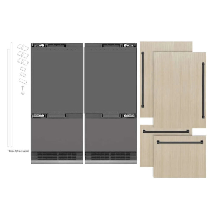 ZLINE 72" Panel Ready Built-In Bottom Freezer Refrigerator,Water Dispenser, Ice Maker,Graphite Gray Matte Black GRBITZ-72-MB