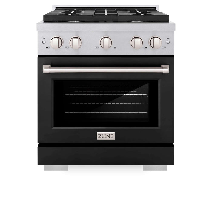 ZLINE 30"Paramount Dual Fuel Range DuraSnow® Black Matte SDRS-BLM-30