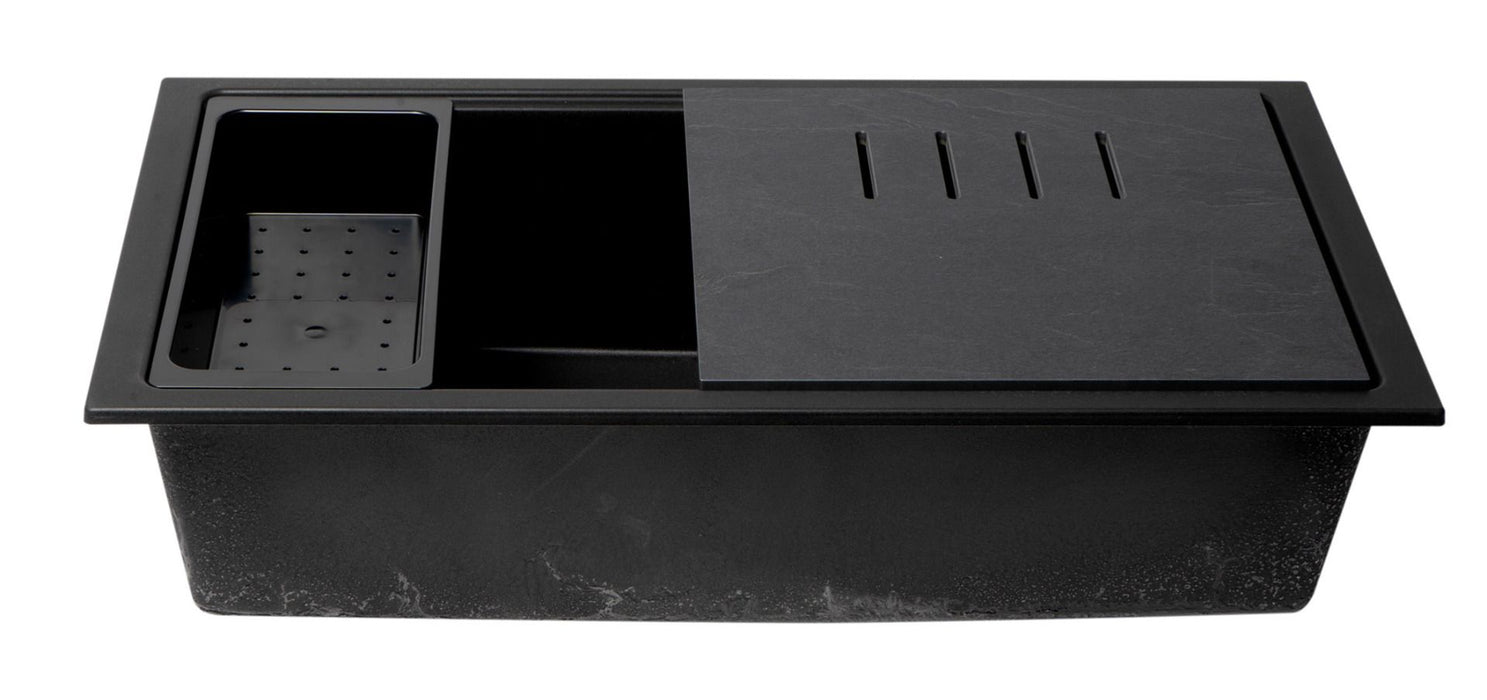 ALFI brand 34" Granite Composite Workstation Step Rim Sink, Accessories AB3418SBUM
