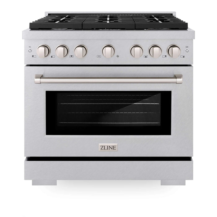 ZLINE 36"Paramount Dual Fuel Range DuraSnow® Brass Burners SDRS-BR-36