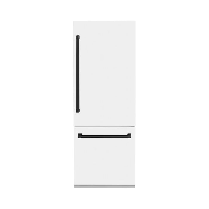ZLINE Autograph Edition French Door Refrigerator, Internal Water, Ice Dispenser, White Matte, Champagne Bronze Accents RBIVZ-WM