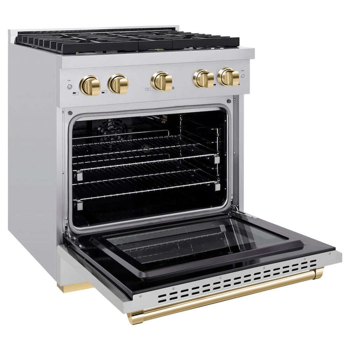 ZLINE 30 " Gas Range, Convection Oven Stainless Steel, Gold , SGRZ-30-G