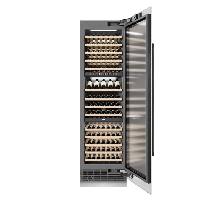 ZLINE 24"Triple Zone 100 Bottle Column Wine Cooler, White Matte Stainless Steel Matte Black RCWVZ-WM-24-MB