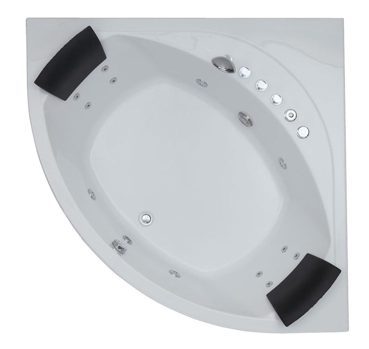 EAGO 5' Rounded Modern Double Seat Corner Whirlpool Bath Tub, Fixtures AM200