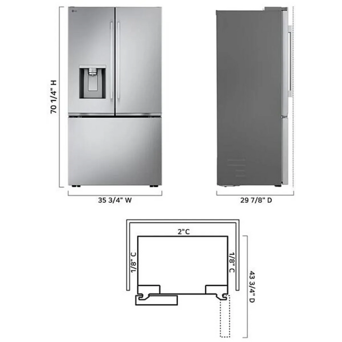 LG 36" Counter-Depth MAX™ Freestanding French Door Smart Refrigerator, LF24Z6530S