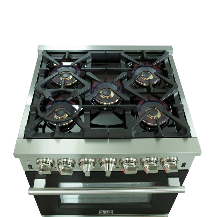 FORNO Capriasca 30" Dual Fuel Range FFSGS6187-30BLK