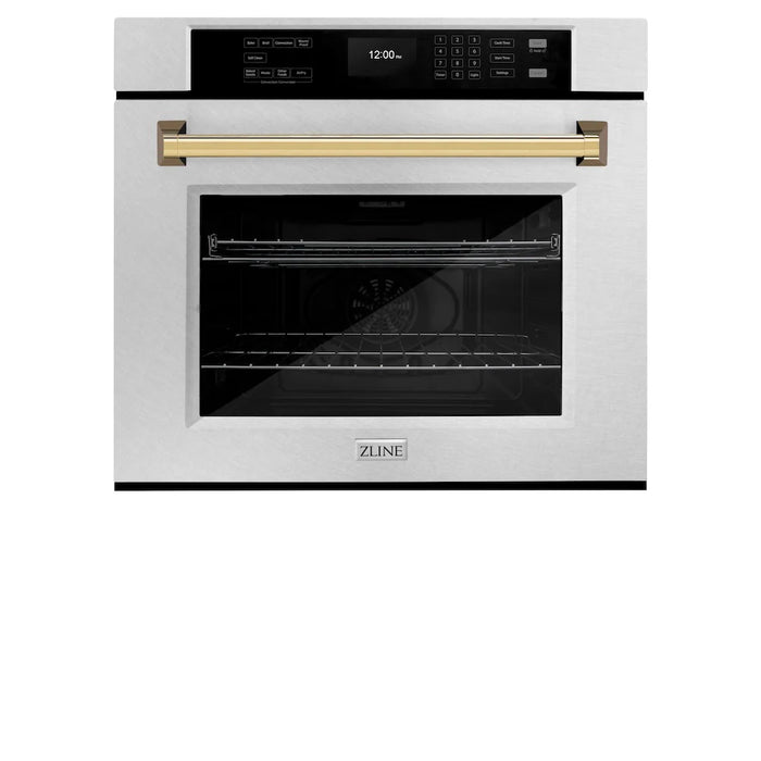 ZLINE 30"Professional True Convection Single Wall Oven, Air Fry, Self Clean, DuraSnow® Gold WASSZ-30-G