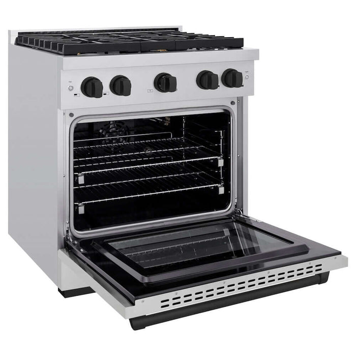 ZLINE 30"Gas Range, Convection Oven Stainless Steel, Matte Black, SGRZ-30-MB