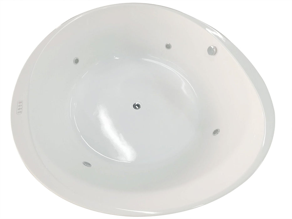 EAGO 66" Round Free Standing Acrylic Air Bubble Bathtub AM2130