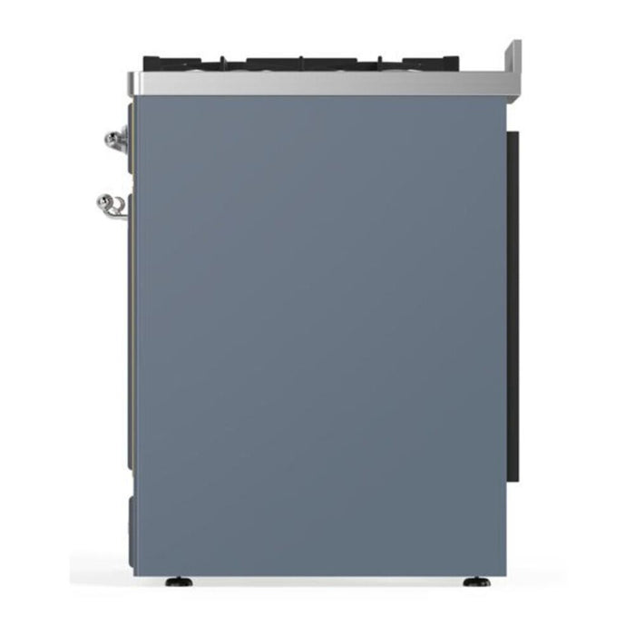 ILVE Majestic II 30" Dual Fuel Freestanding Range, Blue Grey, Chrome Trim UM30DNE3BGC