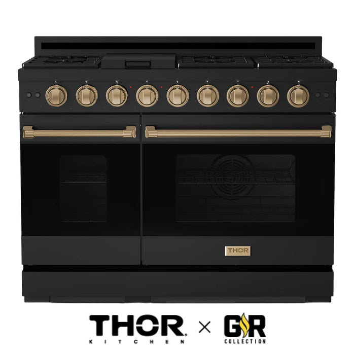 Gordon Ramsay by THOR Kitchen 48"Professional Propane Gas Range, Matte Black, Bronze, RSG48EBLP-BRZ