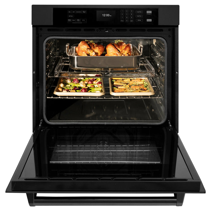 ZLINE 30 "Professional True Convection Single Wall Oven, Air Fry, Self Clean, Black Stainless Steel, WASB-30