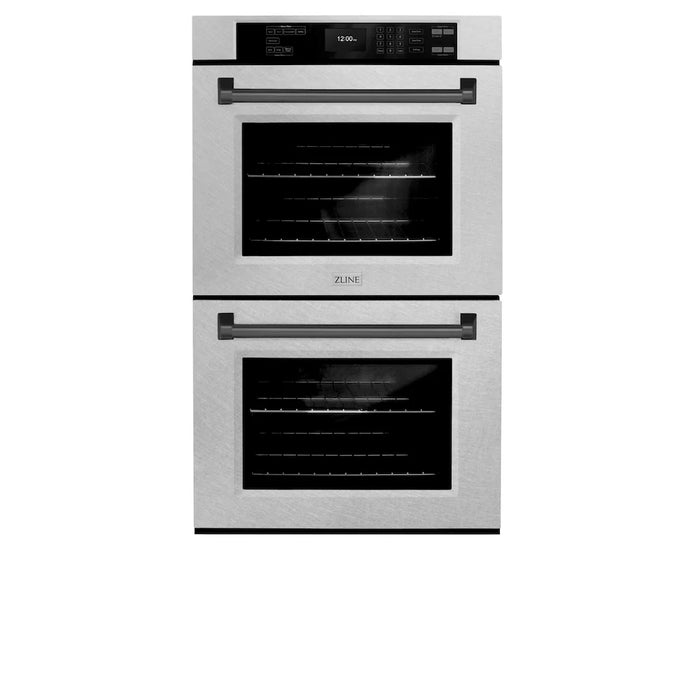 ZLINE 30"Professional True Convection Double Wall Oven, Air Fry, Self Clean, DuraSnow® Matte Black WADSZ-30-MB