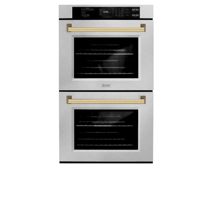 ZLINE 30"Professional True Convection Double Wall Oven, Air Fry, Self Clean, DuraSnow® Gold WADSZ-30-G