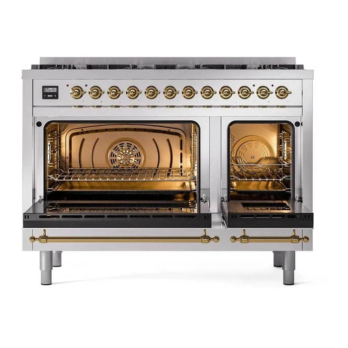 ILVE Nostalgie II Limited Edition 48" Liquid Propane Dual Fuel Range Stainless Steel UP488NMPSSGLP