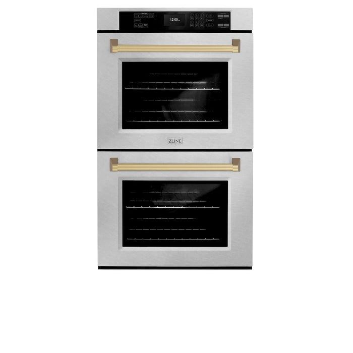 ZLINE 30"Professional True Convection Double Wall Oven, Air Fry, Self Clean, DuraSnow® Champagne Bronze WADSZ-30-CB