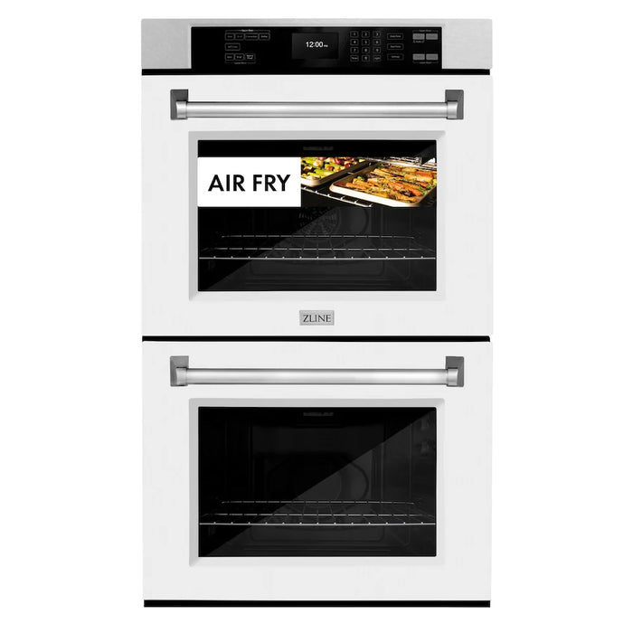 ZLINE 30"Professional True Convection Double Wall Oven, Air Fry, Self Clean, DuraSnow® White Matte WADS-WM-30