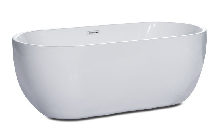 ALFI brand 59" White Oval Acrylic Free Standing Soaking Bathtub AB8838