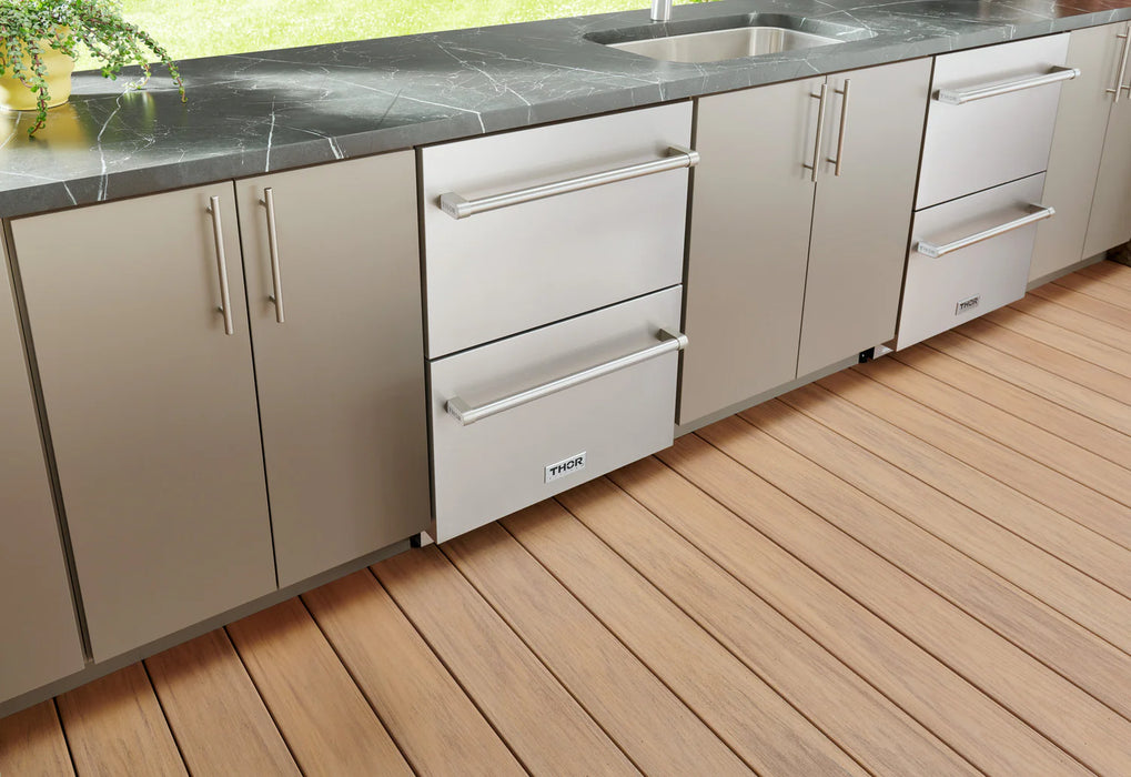 THOR Kitchen 24" Indoor or Outdoor Professional Freezer Drawer - Kitchen Setting