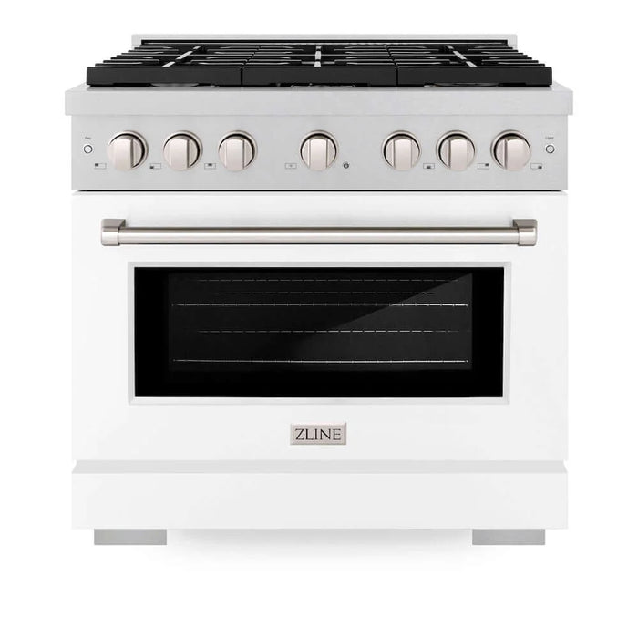 ZLINE 36"Gas Range, Convection Gas Oven , DuraSnow® White Matte, SGRS-WM-36