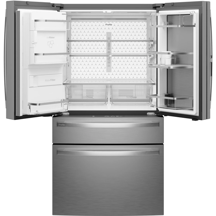 GE 36" Freestanding 4-Door French-Door Smart Refrigerator, PVD28HYYFS