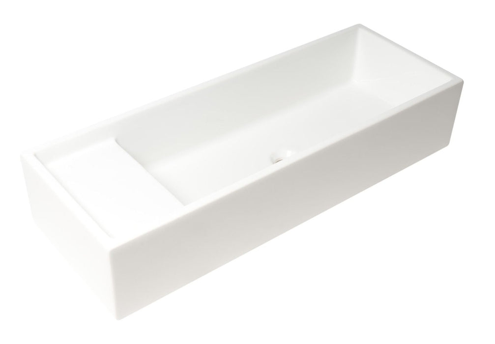 ALFI brand 39" White Above Mount Fireclay Bathroom Trough Sink AB39TR