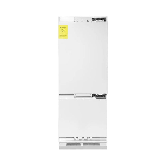 ZLINE Autograph Edition 30" Panel Ready Built-In Bottom Freezer Refrigerator, Water Dispenser, Ice Maker, Accents RBIVZ-30-CB