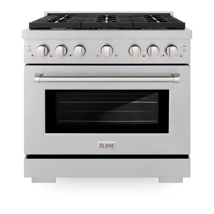 ZLINE 36"Paramount Dual Fuel Range DuraSnow® Stainless Steel SDRS-36