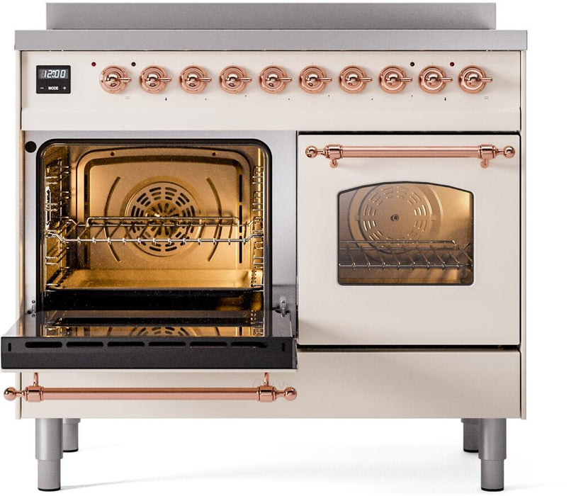 ILVE Nostalgie II 40" Electric Range, Antique White, Copper Trim UPDI406NMPAWP ILVE