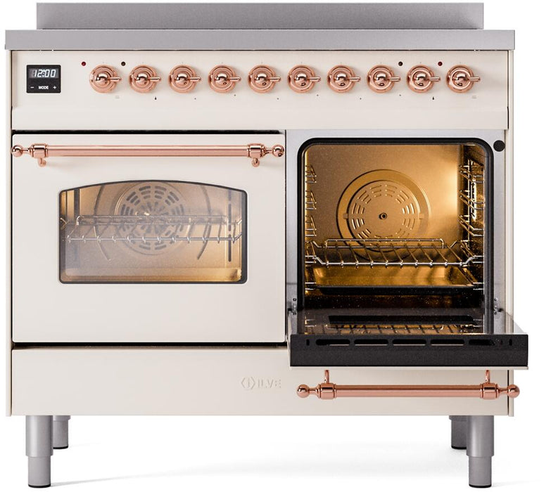 ILVE Nostalgie II 40" Electric Range, Antique White, Copper Trim UPDI406NMPAWP ILVE