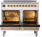 ILVE Nostalgie II 40" Electric Range, Antique White, Brass Trim UPDI406NMPAWG ILVE