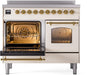 ILVE Nostalgie II 40" Electric Range, Antique White, Brass Trim UPDI406NMPAWG ILVE