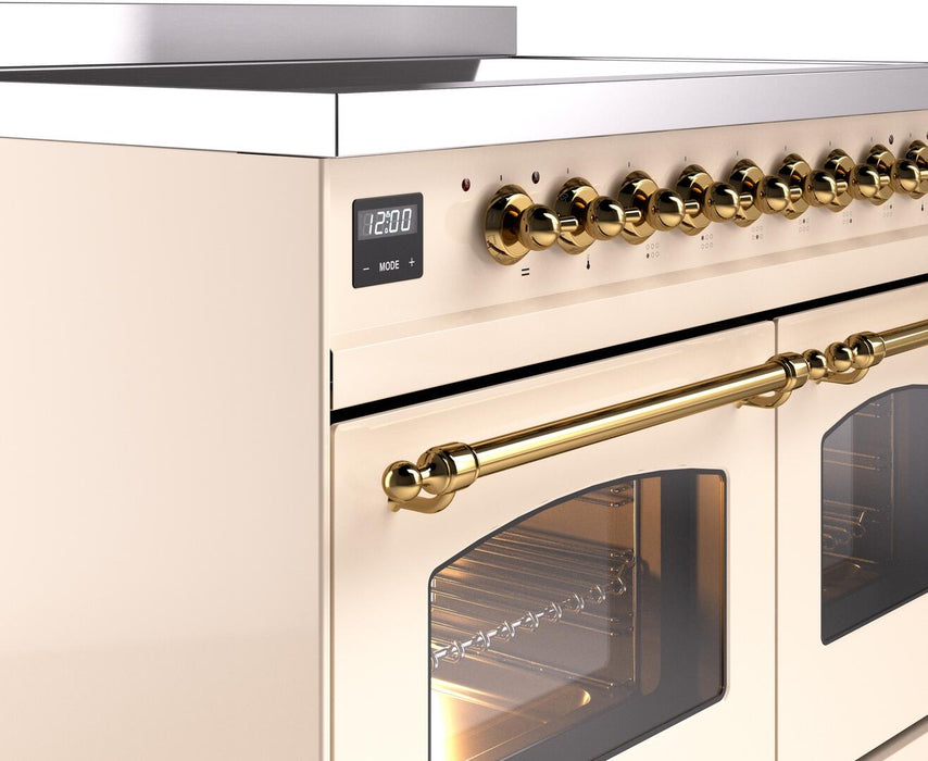 ILVE Nostalgie II 40" Electric Range, Antique White, Brass Trim UPDI406NMPAWG ILVE