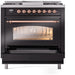 ILVE Nostalgie II 36" Dual Fuel Liquid Propane Range, Glossy Black, Copper Trim UP36FNMPBKPLP ILVE